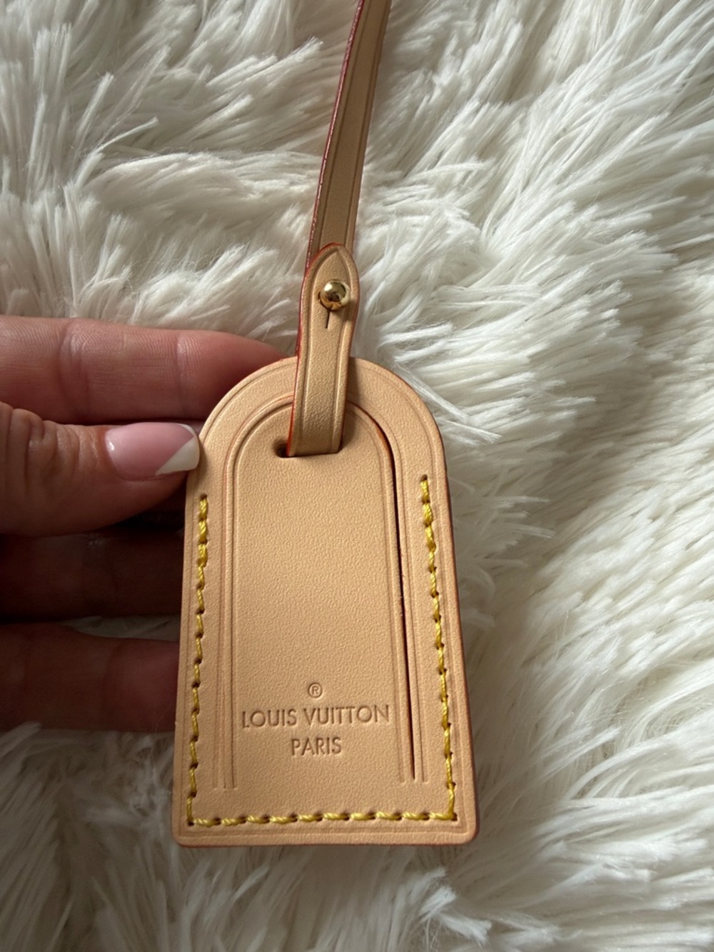 Louis Vuitton Tan Leather Luggage Tag with Red Edge - Picture 10 of 10